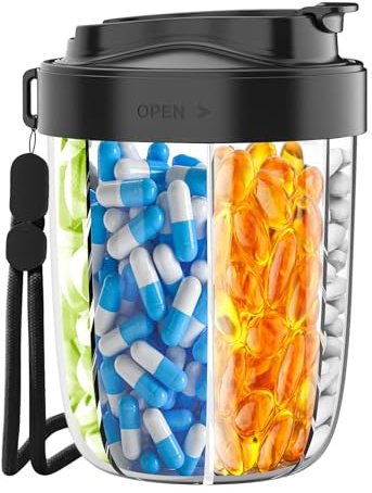 Muorruo Gran Organizador de Pastillas, Organizador de Suplementos para 7 Vitaminas Diferentes, Dispensador de Pastillas con Diseño Antimezcla, Medicamentos de Fácil Extracción, Organizador de