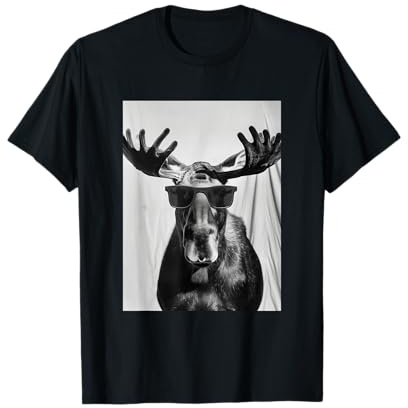 Niedlicher Elch mit Sonnenbrille Cool Forest Animal Photo Booth T-Shirt