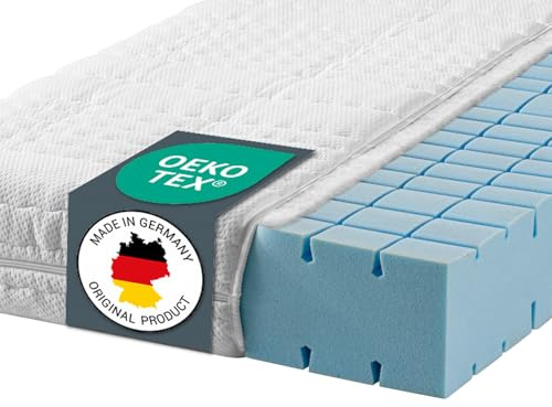 Ravensberger Matratzen Kaltschaummatratze Struktura-SAN 90x200cm | Härtegrad H4 | RG 60 | Höhe 20cm | 7-Zonen Matratze | Baumwoll-Doppeltuch-Bezug | produziert in Deutschland | Oeko-TEX® Zertifiziert