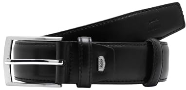 JAGUAR Cintura Uomo Pelle Nera Regolabile con Fibbia in Nickel Satinato, Cinta Firmata ed Elegante, Perfetta come Regalo Compleanno Uomo, Accessori Uomo 100% Made in Italy (Taglia 115)