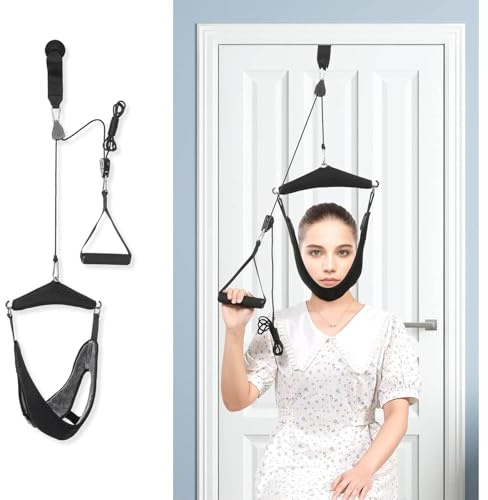 Cervical Neck Traction Device Over Door – Portable Neck Stretcher for Neck Pain Relief, Spine Decompression & Posture Support for Home or Office