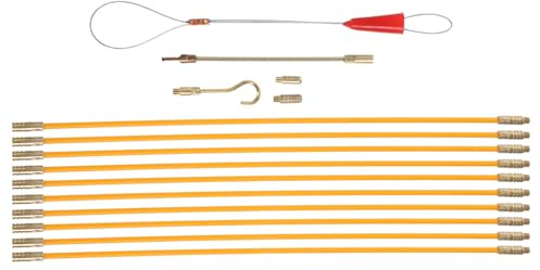 TOBBOMEY Kit de 10 Varillas Pasacables de Fibra de Vidrio 33 CM Extractor de Cables Eléctricos para Tendido en Paredes Herramienta Profesional para Electricistas en Hogar y Obra