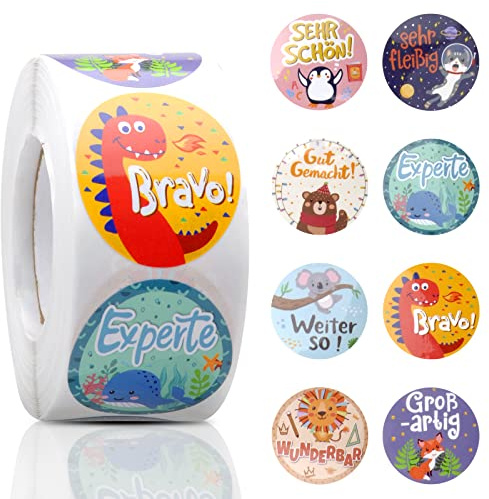 500PCS Motivationsaufkleber für Kinder, XRVRILE 3.8cm Selbstklebende Lehrer Belohnung Aufkleber, Lob Belobigung Sticker Grundschule Lehrerbedarf Belohnungstafel Kinder für Schule Lehrerbedarf Zubehör