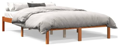 XHNIFBN Massivholzbett aus Kiefer 120x200 cm ohne Matratze Wachsbraun Holzrahmen mit robusten Latten Modernes Design Stabilität für Schlafzimmer Jugendzimmer Gästezimmer