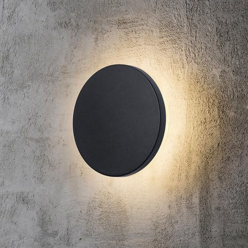 Braytron LED Wandleuchte Schwarz Rund Ø220 mm – 12W 1160lm IP65 Außenwandleuchte mit 3CCT (3000K/4000K/6000K), indirekte Designer Wandlampe für Balkon, Terrasse, Flur & Bad