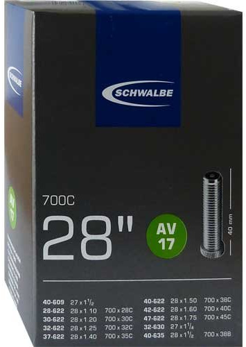SCHWALBE Fahrradschlauch AV17 mit Autoventil ~ 27/28 ~ 28/47-622/635 mm (28 x 1 1/4 - 1,75 Zoll)