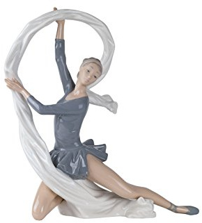 NAO Tänzerin mit Schleier. Dekofigur aus Porzellan Einer Ballerina in Glänzender Ausführung. Zarte Ballettfigur in Pastelltönen zur Dekoration des Hauses