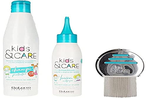 SALERM - Pack Antipiojos y Liendres Niños - Kids & Care - Locion Antipiojos 100 ml + Champú Protector 250 ml + Lendrera + Capa + Rotuladores - con Aceite Esencial de Árbol de Té - Eliminación Eficaz