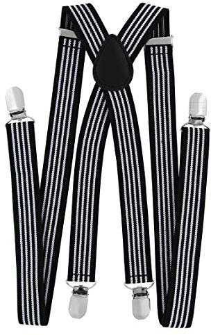 axy Herren Hosenträger mit 4 Starken Clips 2,5cm Breit X-Form und Damen