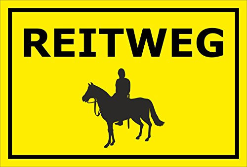 Melis-Folienwerkstatt Schild Achtung Vorsicht Reitweg Reiter Reiten Pferd – 15x20cm, 30x20cm und 45x30cm - Aufkleber Hartschaum Aluverbund -S33C