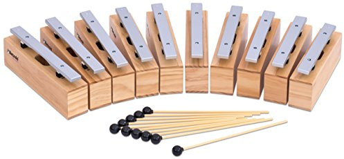 Betzold Musik - Satz mit 10 Alt-Klangbausteinen und 10 Schlägeln, von c1-c2 mit fis1 und b1, Resonanzkasten aus Kiefernholz