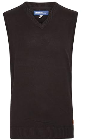 Blend Larsson Herren Pullunder Strickweste Feinstrick mit V-Ausschnitt, Größe:L, Farbe:Black (70155)