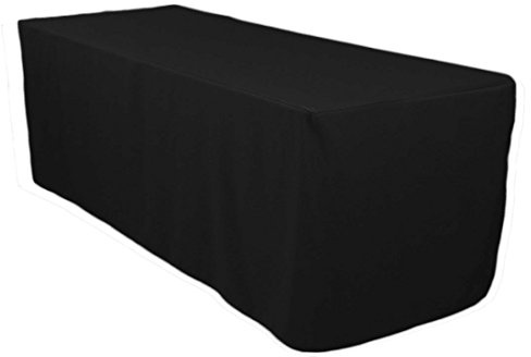 Surmente Black Fitted Tablecloths for 6 Foot Rectangle Tables, Black Table Covers for Weddings, Banquets, or Restaurants