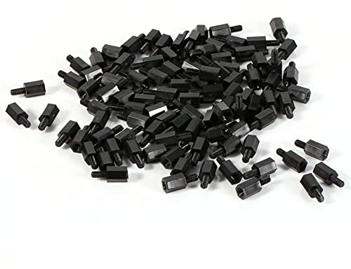M3 Distanzhalter männlich/weiblich 100 Stück schwarz Nylon Sechskant-Abstandshalter sortiertes Set 8 mm + 6 mm