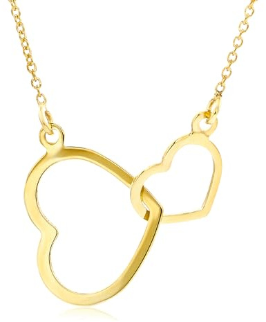 Orovi Kette Gold -9K (375)Gelbgold– Herzkette, Halskette Damen, Kettenanhänger Gold Herzen, Hypoallergene Goldkette 45 cm, Herz Anhänger, Schmuck Damen handgefertigt in Italien, inkl. edler Schmuckbox