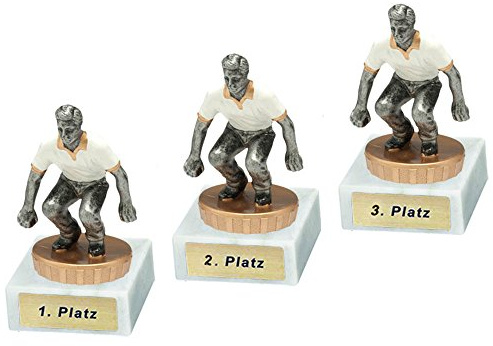 RaRu 3 Boule/Petanque-Pokale mit Wunschgravur und Resin-Klebefigur