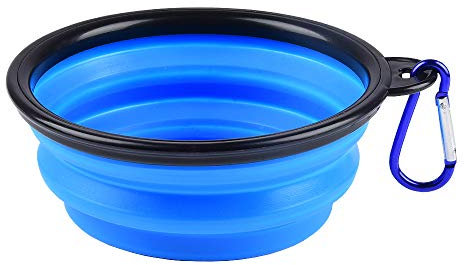 Plegable Viajes Silicona Gatos Perros Bowl Portable Pet Food Cuenco de Agua , Alimentación a Través del Bebedero Portátil de Agua Potable con Gancho de Agua, Fácil de Llevar, Ahorrar Espacio.