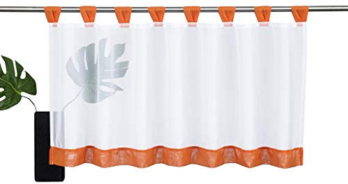SIMPVALE - Tenda a mantovana corta, per finestra, decorazione interna per cucina, balcone, larghezza 120 cm, lunghezza 30 cm, colore: arancione