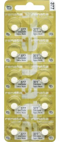 Renata 377.MP-E Lot de 10 Piles Bouton 377 oxyde d'argent 28 mAh 1,55 V