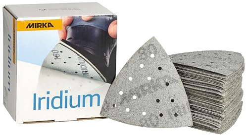 Mirka Schleifdreieck Iridium 93x93x93mm 15-Loch Korn 80 Klett 50 Stk | Premium Schleifpapier mit 15-Loch Klett für Lack Spachtel Grundierung Holz Stahl Kunststoff vielseitig einsetzbar