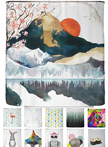 arteneur Anti-Schimmel Duschvorhang 180x180 cm Japan | Textil recycelt, OEKO-TEX 100, 40°C Maschinenwäsche, blickdicht, wasserdicht, beschwerter Saum, mit 12 recycelten Ringen