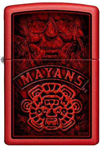 ZIPPO – Sturmfeuerzeug, Mayans ™©M.C., Color Image, Red Matte, nachfüllbar, in hochwertiger Geschenkbox