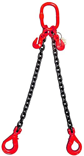 Grade 8 2.1 tonne 7mm 2 Leg Lifting Chain Sling Rigging With Safety Hooks (1mtr)