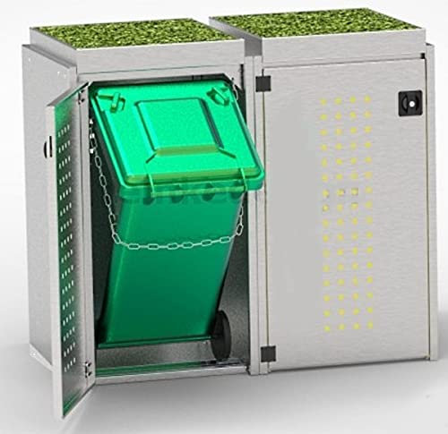 Reinke Mülltonnenbox für 2x240L Tonnen mit Pflanzenwanne, Edelstahl, Mülltonnenhaus