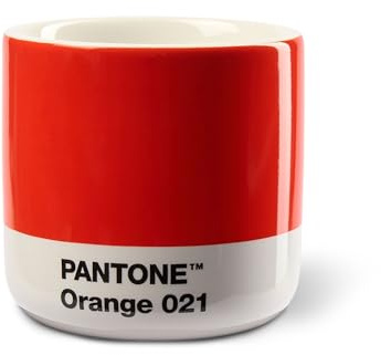 Copenhagen design Pantone Macchiato Cup - Handleless Porcelain Ceramic Coffee mug - 3.34oz/100ml, Orange 021