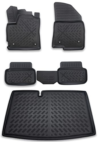 ELMASLINE 3D Gummimatten & Kofferraumwanne Set für Dacia SANDERO 3 (III) 2021-2025 | PASST Nicht IN VARIABLEN LADEBODEN