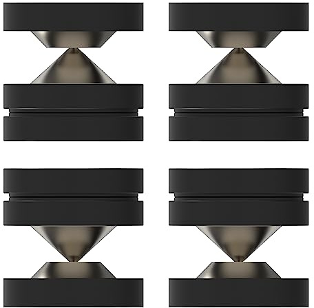 YuanYong Lautsprecher Spikes 4 Sets 39mm×39mm Lautsprecherfüße mit POM Edelstahl-Lautsprecherpads HiFi Geräte Füße für HiFi-Lautsprecher, Subwoofer, Audioverstärker, DAC und CD-Player (Schwarz)