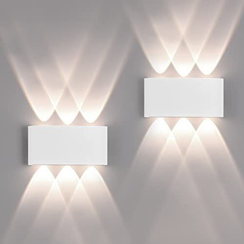 2 Pack Lampada da Parete Esterno/Interno LED Applique da Esterni 12W 1200LM Up Down Lampada da Parete IP65 Impermeabile Moderno Lampade Muro Alluminio Bagliore su e giù (Bianco 4500K luce naturale)