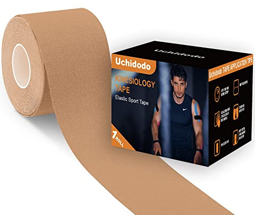 Kinesiologie Tape 5 cm x 5 m, Sport Tapes, Wasserfest & Hautfreundlich (Beige)