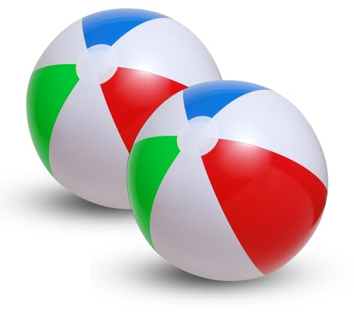 Karrma Ltd. Inflatable Beach Balls 2 Pack – Holiday Beach & Pool Toys, Summer Water Games for Kids & Adults, Pool Party Outdoor Fun, Birthday Party Supplies – Classic Panel Design