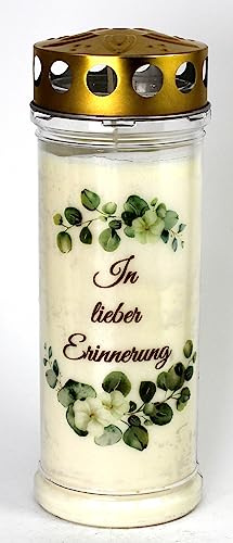 Kerzen Junglas - Grabkerze mit 7 Tagen Brenndauer, (3925), schöne Grablichter mit Motiv, Grabkerzen mit Deckel, Grabschmuck wetterfest, Trauerkerzen mit Spruch, Friedhofskerzen