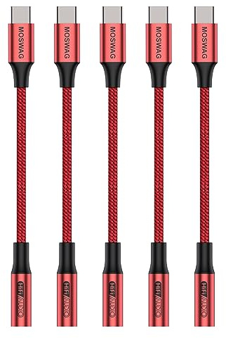MOSWAG USB Type C to 3.5mm Headphone Jack Adapter, USB C to Aux Dongle Cable for iPhone 16 Pro Max/16 Pro/16 Plus/16/15 Pro/15, Samsung Galaxy S25 S24 S23 S22 S21 S20, Huawei, Pixel, iPad and more.