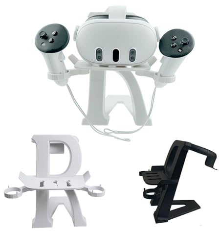 VR Schreibtischständer Headset Display Halter Controller unterstützt für Meta Quest 3/Quest 3/Quest Pro Zubehör (Weiß)
