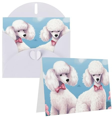 RLDOBOFE Geburtstagskarten mit Umschlägen Pudel Hunde Hochzeitskarten Trauerkarten Thinking Of You Karten Hinweis Dankeskarten Innen blanko Alle Anlässe Grußkarten