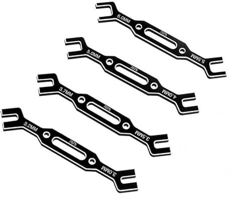 FIGGRITID 4Pcs Wrench 3/3.2/3.5/3.7/4/5/5.5/6mm Turnbuckle Nut Ball End Joint Remover Universal Tool for RC Car Drone Boat Black Replacement Parts