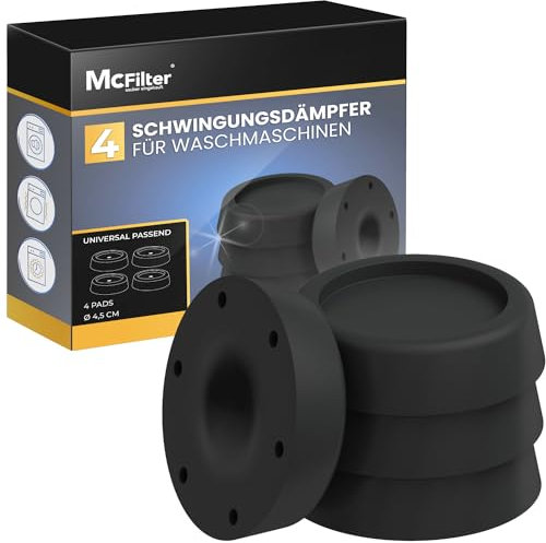 McFilter | 4 amortiguadores de vibraciones para lavadoras y secadoras | Amortiguador de vibraciones universal compatible con Bosch, Siemens, AEG | Alfombrilla antideslizante para lavadora - negro