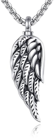 POPLYKE 925 Sterling Silber Flügel Urn kette für Asche Halskette Engel Flügel Einäscherung Schmuck für Damen Männer Gedächtnis