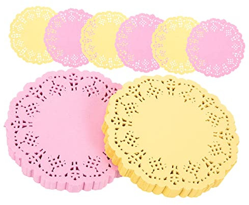 IMIKEYA 2sacs Set Napperons Papier Dentelle Colorés Décorations Vintage pour Table à Manger sous-Assiettes Décoratives Résistantes à Huile Doré Et Rose Paquet