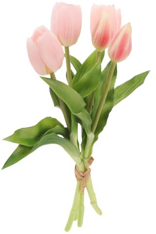 HOLIDYOYO 1 Bund Tulpen halten Blumenstrauß Hochzeitsdekoration blumendeko künstlich DIY Hochzeitsstrauß künstliche rosa künstliche Blumen Pflanzendekor Brautstrauß Hochzeit