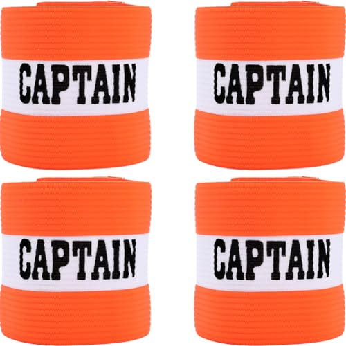 CREATCABIN 4 Stück Kapitänsbinde,Verstellbar,Nylon,Elastisch,Für Fußball,Spieler,Mannschaft,Handgelenk,Anti-Drop-Armbänder Für Erwachsene,Jugendliche,Laufen,Gehen,Sportzubehör,30x9cm Koralle Und Weiß