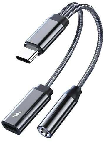 USB C Kopfhörer Adapter und Laden,2 in 1 Adapter USB C Klinke 3,5 mm und Ladegerät, Adapter USB Typ C Audio mit DAC für Pad Pro2018/2020 Sumsung Galaxy S23/S22 Ultra, Note 20/10, Pixel Huawei(Silber)