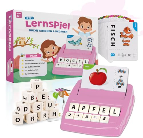 Buchstaben Lernspiel ab 5-6 Jahre ABC Montessori Spiel Vorschule Geschenk | Buchstaben lernen, Einschulung, Schultüte Füllung, Einschulungsgeschenk für Mädchen und Jungen, Schreiben Lesen lernen