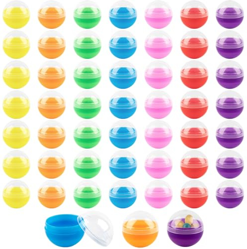 ANNASAMDO 50 Stück Bunte Leere Kugeln zum Befüllen, kleine Acrylkugeln Runde Kapseln Geschenkbox Plastikkugeln zum Befüllen, Weihnachtskugeln für Geburtstag Hochzeit Party - 28mm