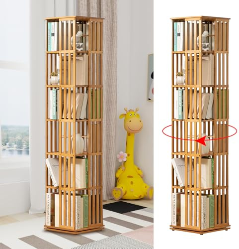 KOSHSH Drehbares Bücherregal,Rotierendes Bücherregal,Rotating Bookshelf,Das In Schlafzimmern,360 Grad,Bodenstehendes Aufbewahrungsregal,Wohnzimmern,Arbeitszimmern Und Büros Verwendet Wird
