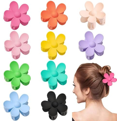 TOFBS 10 Pièces Pinces à Cheveux Fleur 7cm Accessoires Coiffure Barrettes Colorées Printemps Été Fixation Solide Coiffage Quotidien