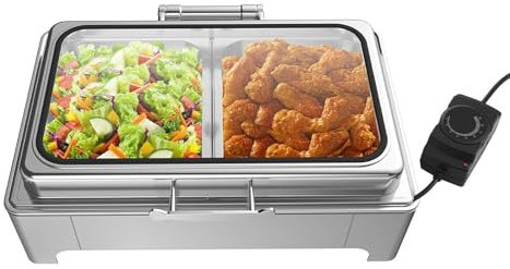 Kindevieft Chafing Dishes para Buffet, Chafing Dish De Acero Inoxidable, Chafing Dishes Y Calentadores De Buffet con Bandeja para Comida Y Agua, para Cualquier Fiesta,9QT
